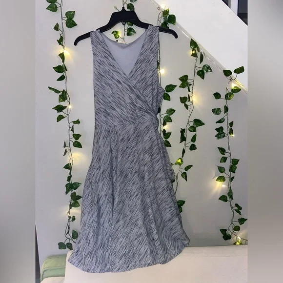 Stripped Grey V Neck Dress - Picture 1 of 3